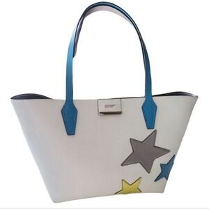 GUESS White/Silver Stars Reversible Weekender Tote